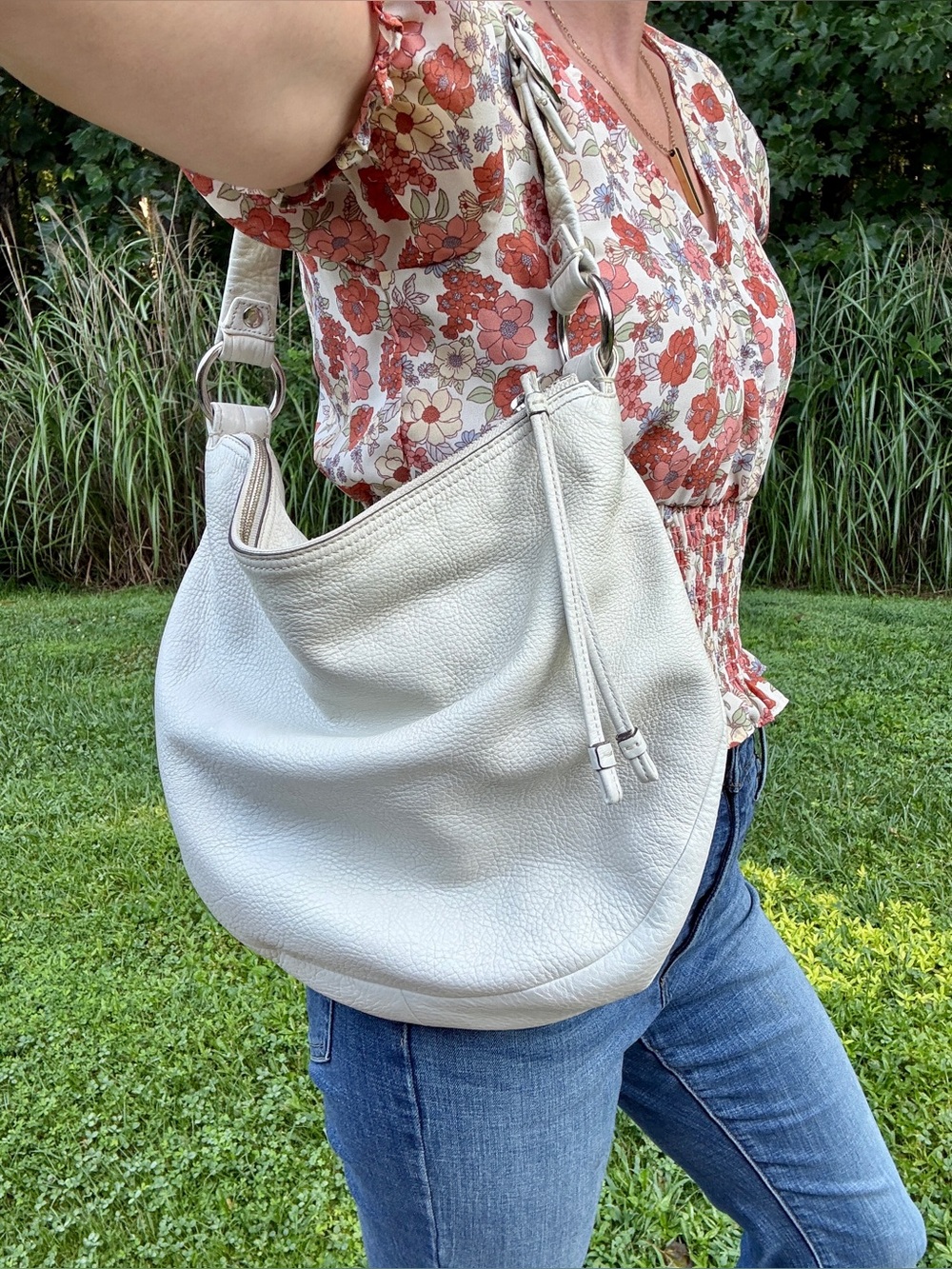 Coach Ali White Pebbled Leather Hobo Shoulder Bag 13655